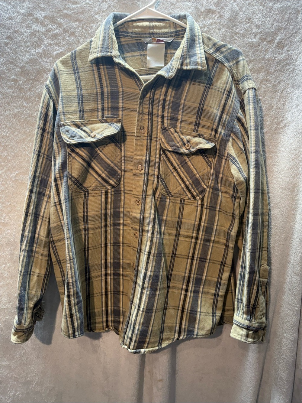 Carhartt Olive and Navy Plaid Button-Down Shirt